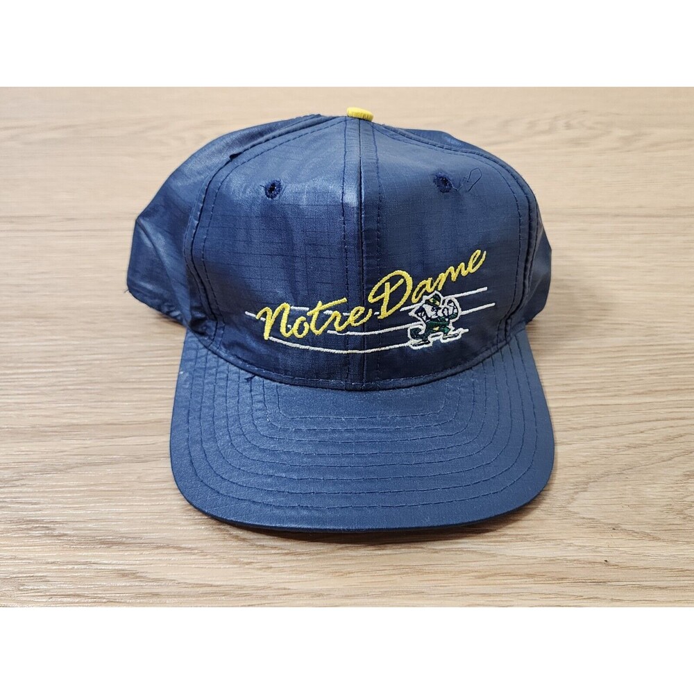 Vintage Notre Dame Fighting Irish Textured Nylon SnapBack Hat Rage OSFA USA RARE